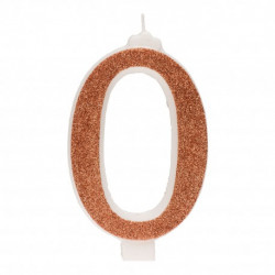Svíčka na dort 12cm třpytivá zlatá číslo 0