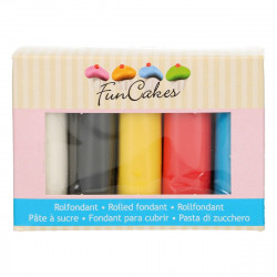 Barevné potahovací hmoty 5x100g bílá, černá, žlutá, červená a modrá