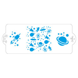 Stencil šablona na dort 10x25cm vesmír