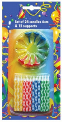 Svíčky na dort 24ks barevné včetně zápichů