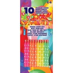 NESFOUKNUTELNÉ Svíčky na dort 10ks barevné s puntíky včetně zápichů