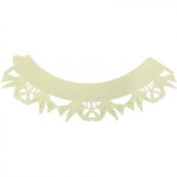 Ozdobný límec na cupcaky 12ks svatební - holubice slonová kost