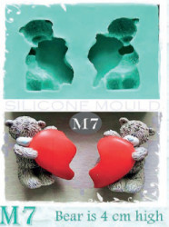 Silikonová forma mmedvídci a rozpůlené srdíčko