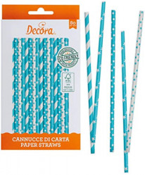 Papírová brčka 80ks modrá