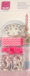 Sada narozeninových svíček 7cm 8ks svíček a číslice - růžová