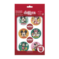 Dekorace z jedlého papíru na cupcaky Mickey a Minnie 5,8cm 6ks