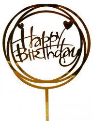 Zápich do dortu Happy Birthday v kruhu 10cm