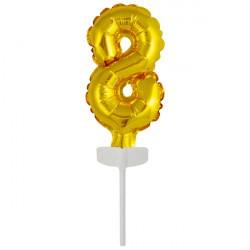 Fóliový balónek zlatý mini - zápich do dortu číslo 8