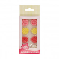 Cukrové zdobení 8ks barevné růže