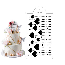 Stencil šablona srdíčka 40x21cm