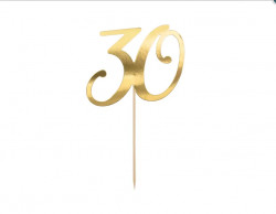 Zápich do 21cm dortu zlatý číslo 30