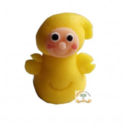 Figurka na dort maňásek žlutý 5x3,5cm  z kokosové hmoty