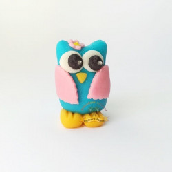 Figurka na dort sova modrá 30g z kokosové hmoty