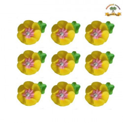 Cukrová dekorace květy žluté na platíčku 9ks