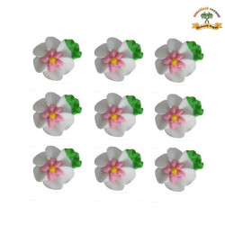 Cukrová dekorace květy bílé na platíčku 9ks