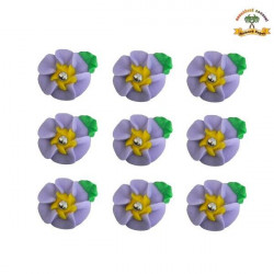 Cukrová dekorace květy fialové na platíčku 9ks