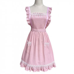 Zástěra kuchyňská světle růžová retro s kytičkama