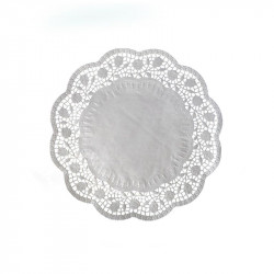 Dekorativní krajkakulatá bílá 24cm 100 ks