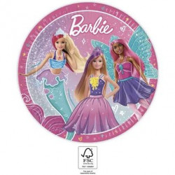 Papírové talířky barbie 23cm, 8ks