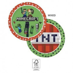 Papírové talířky minecraft 23cm, 8ks