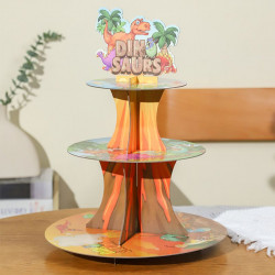 Papírový stojan na muffiny a cupcake dinosauři