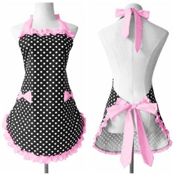 Kuchyňská zástěra černo růžová