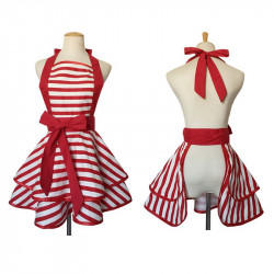 Kuchyňská zástěra s červenými pruhy