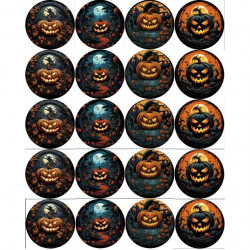 Jedlý papír k vystříhnutí na muffiny Halloween dýně mix 5cm