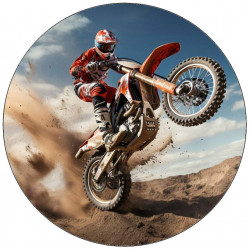 Jedlý papír jezdec motocross v červené kombinéze 19,5cm