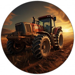 Jedlý papír traktor na poli červený 19,5cm