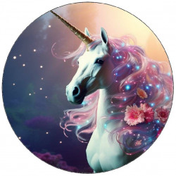 Jedlý papír jednorožec s květinami v hřívě 19,5cm