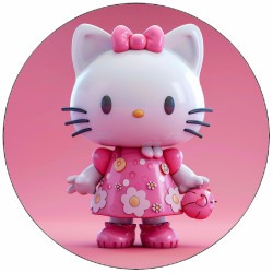 Jedlý papír Hello Kitty v růžových šatech 19,5 cm