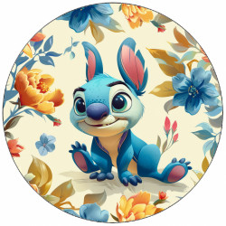 Jedlý papír Stitch s květinovým pozadím 19,5 cm