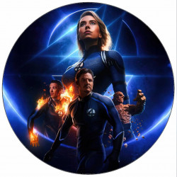 Jedlý papír Fantastická čtyřka hlavní postavy na modrém pozadí 19,5 cm