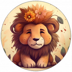 Jedlý papír lev s květinami v hřívě 19,5 cm