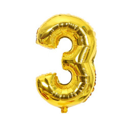 Fóliový balónek číslo tři zlatý 102cm