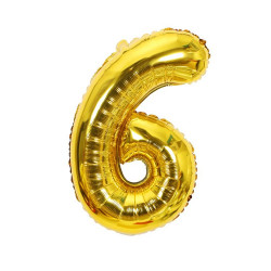 Fóliový balónek číslo šest zlatý 102cm