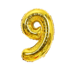 Fóliový balónek číslo devět zlatý 102cm