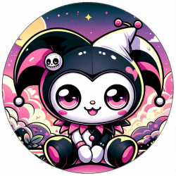 Jedlý papír Kuromi jako šašek 19,5 cm