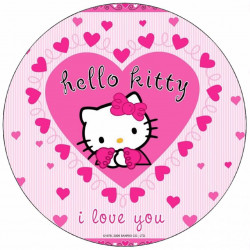 Jedlý papír Hello Kitty v srdíčku 19,5 cm