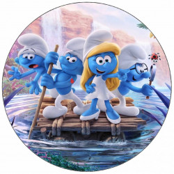 Jedlý papír Šmoulinka a Šmoulové na voru 19,5 cm