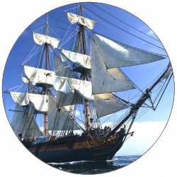 Jedlý papír hnědá loď s bílými plachtami 19,5 cm