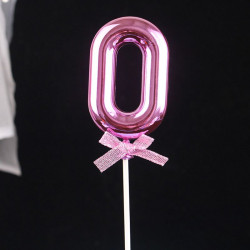 Zápich do dortu růžový číslo 0