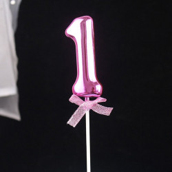 Zápich do dortu růžový číslo 1