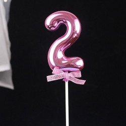 Zápich do dortu růžový číslo 2