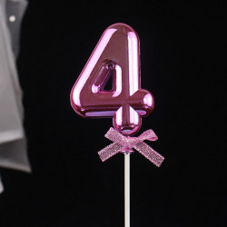 Zápich do dortu růžový číslo 4