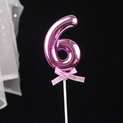 Zápich do dortu růžový číslo 6