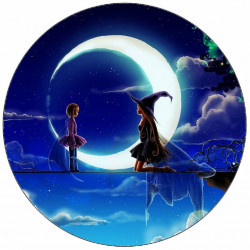 Jedlý papír čarodějka a měsíc 19,5 cm
