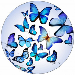 Jedlý papír hejno modrých motýlů 19,5 cm