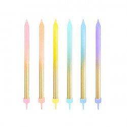 Svíčky zlato duhové 6ks 12,5cm
